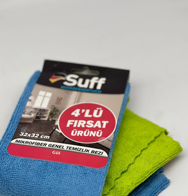 Suff 4'lü Fırsat Mikrofiber Temizlik Bezi (Gül) 32x32cm (A02-3232-210LZ)
